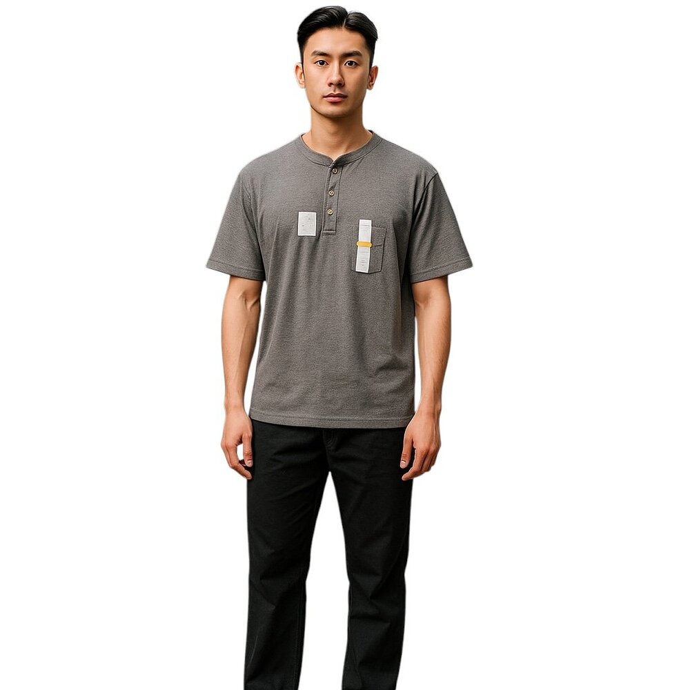 Men's Croft & Barrow Short Sleeve Henley Shirt-Size L (tall)-New with Tags-Gray